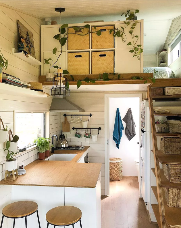 Bright tiny home interior
