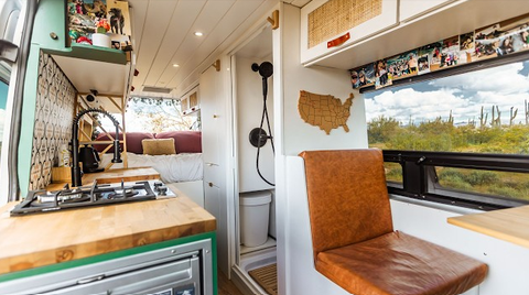 Converted van living space